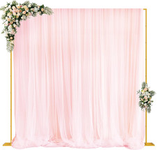 10X10Ft Backdrop Stand Heavy Duty Gold Adjustable Pipe and Drape