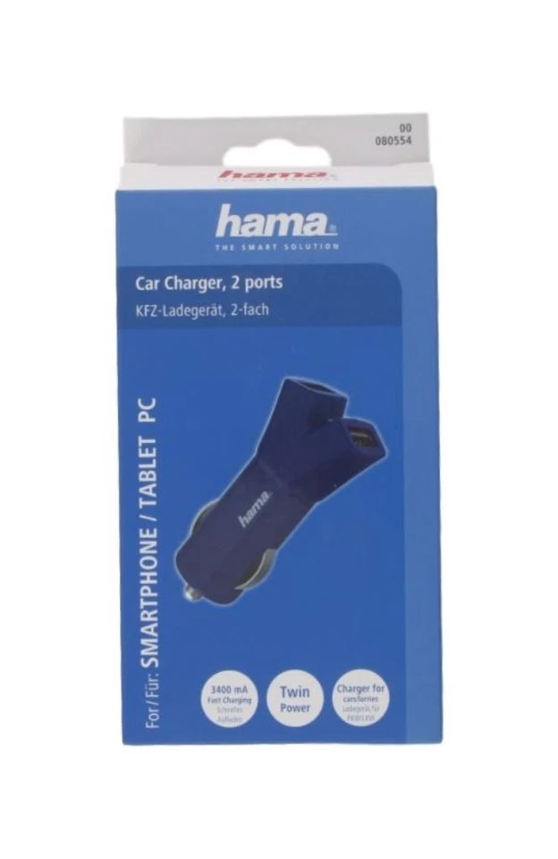 Hama 3,4A 2-Port USB Auto Schnell-Ladegerät Kfz Adapter für Tablet PC iPad Blau - Bild 4 von 4