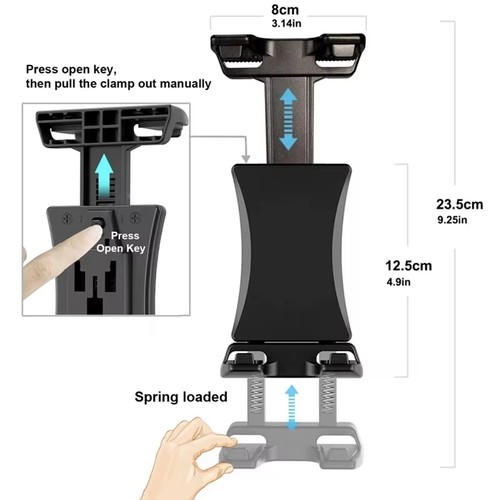 2X(Universal Tablet Phone Tripod Mount 360°Rotating Stand Holder Clip for 9136 - Afbeelding 8 van 8