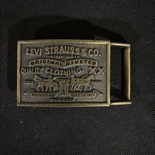 Levi Strauss Belt Buckle 2 Horses Made In USA Rectangle 3”