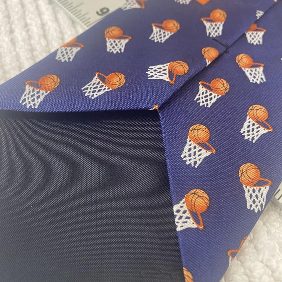 Alynn Neckwear Basketball Hoops Tie Mens Blue Silk Novelty Necktie Pattern - Image 3 of 4