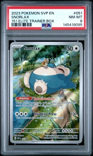 2023 POKEMON SVP EN-SV BLACK STAR PROMO 151 ELITE TRAINER BOX #051 SNORLAX PSA 8