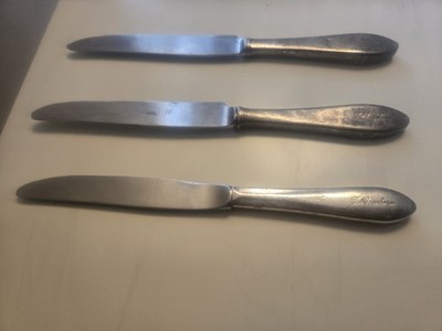 Rare Greenbrier Resort Hotel Springhouse 1920's Silver Plate 3 Table  Knife Lot 
