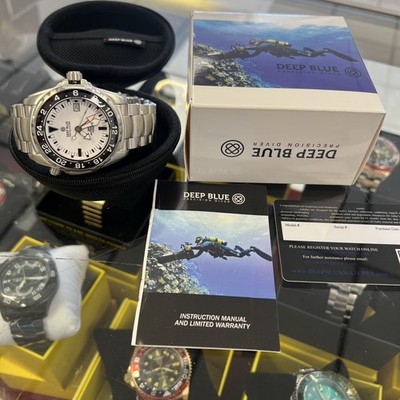 DEEP BLUE  PRO SEA DIVER 1000M EXPEDTION GMT AUTOMATIC CERAMIC BEZEL WHITE NEW!