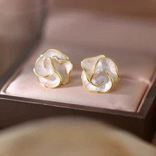 Women's Drip Glaze Camellia Ear Studs Simple Flower Earrings Alloy