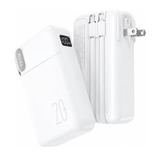 20000mAh Portable Charger AC Wall Plug Power Bank Battery Pack White