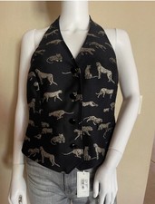 Worth New York Metallic Animal Print Halter Vest | Size 6 | Made in USA