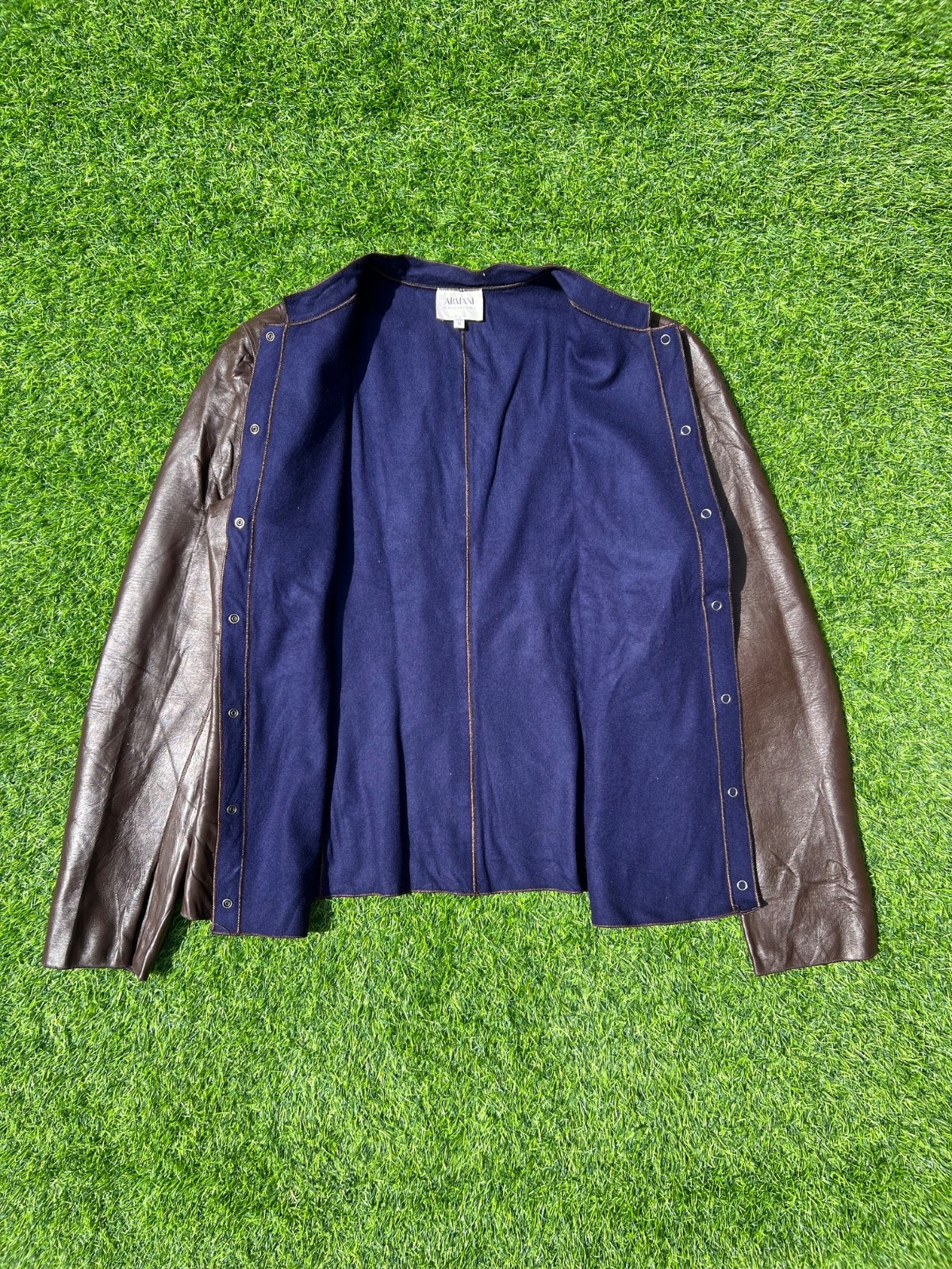 Rare Authentic vintage Armani collezioni women leather jacket -{Brown} Size 10 image 5