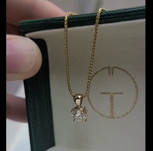 Diamond Pendant Solitaire Necklace Round F VS1 1 CT Grown Lab Created 14K Y Gold
