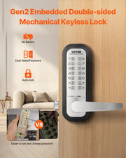 Premium Mechanical Keyless Entry Door Lock 14-Key Mechanical Keypad, Sliver