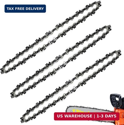 3 Pack 12 Inch Chainsaw Chains 3/8 LP Pitch .050'' Gauge 45 Drive Links, 12'' Repl