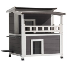 Warm and Comfy 2-Story Cat House with Insulation for Outdoor Feline Friends