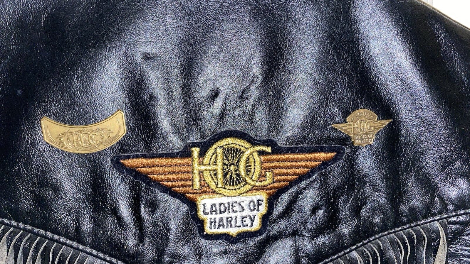 Leather Harley Vest Medium Pouches Pins