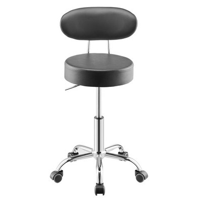 KFFKFF Adjustable Workshop Stool with Backrest, Pneumatic Rolling Seat with