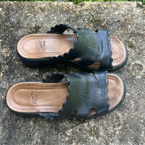 Dansko Black Leather Slide Sandals Womens size 8 - Bild 2 von 9
