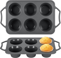2 StüCk Silikon Muffin Backform Mit Metallrahmen FüR 6 Muffins, Bpa Frei Muffinf