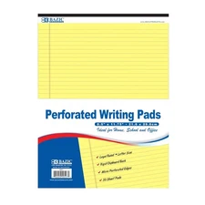 BAZIC 597 50 Ct. 8.5" X 11.75" Canary Perforated Writing Pad 