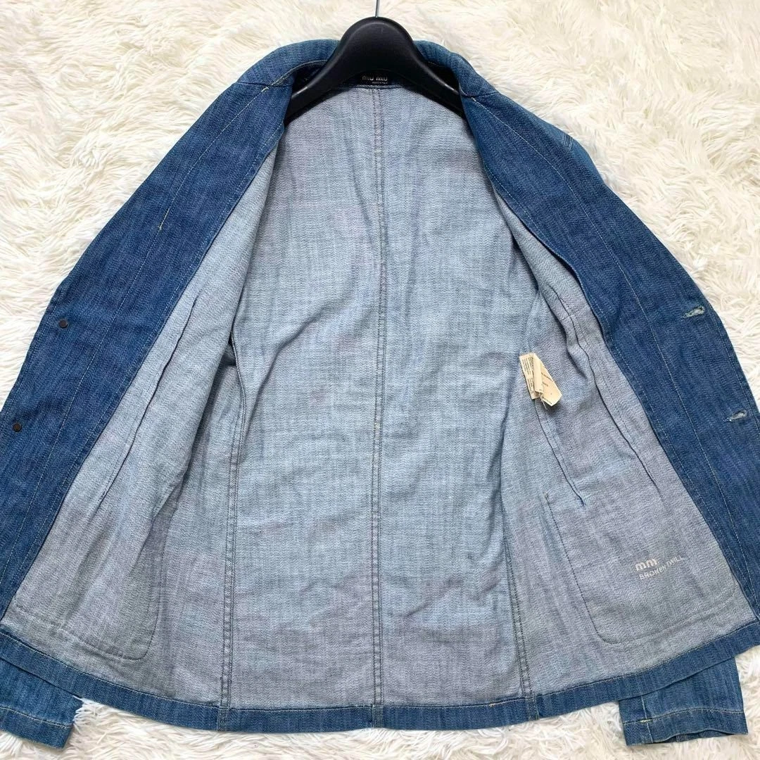 Giacca sartoriale MIU MIU vintage anni 2000 denim cotone taglia 48 USATA originale #S2295