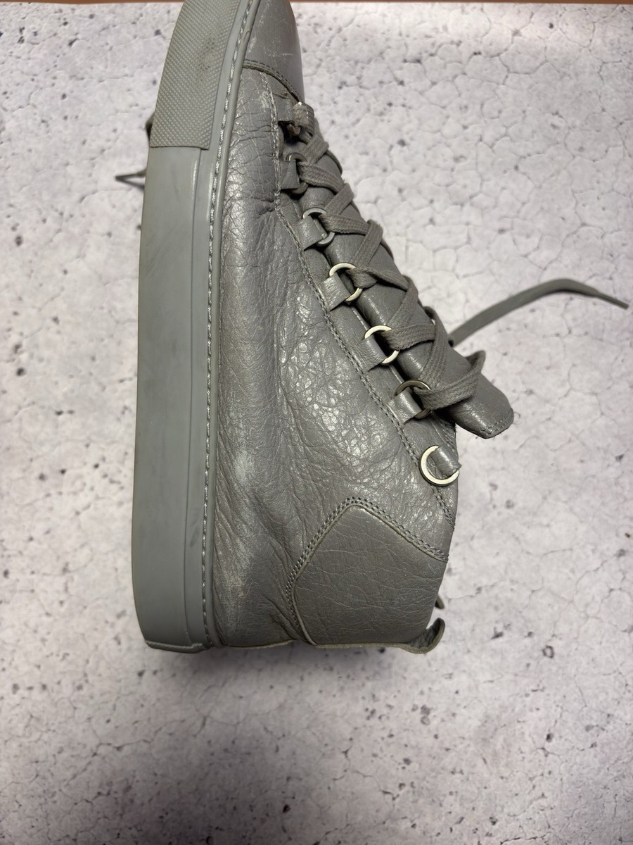Balenciaga Arena High Gray Leather Sneakers Size 39 Made in Italy
