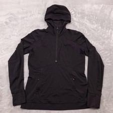 Lululemon Scuba Hoodie Womens 12 Black Half Zip Pullover Zipper Pockets Ponytail