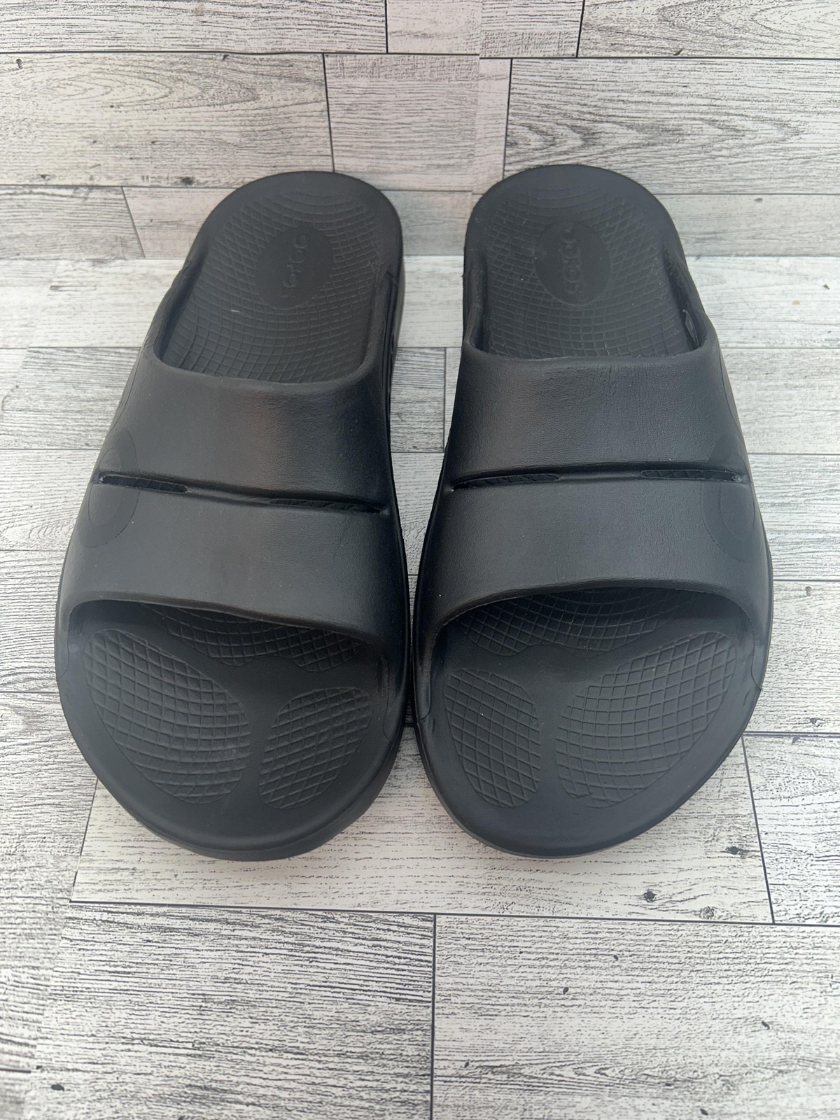 APL Oofos Original Slide Shoes Uomo Taglia 8 Donna 10 Nero Recupero Sandali Slip On