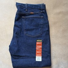 Rustler Men s Blue Denim Jeans Regular Fit Mid Rise Straight Dark Wash Pockets