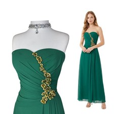 Emerald Green Beaded Strapless Maxi Gown Y2K Formal Evening Dress