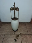 1940s Opaline Milk Glass Double Socket Lamp Pulls-Ribbed Glass-Brass Hardware-