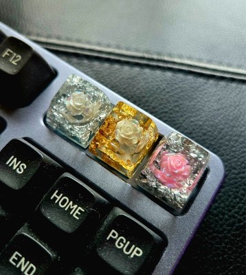Artisan Resin Flower Glitter Handmade Keycaps Custom SA R1 Profile