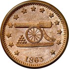 1863 Cannon Brockage Mint Error Patriotic Civil War Token R9 NGC Ex Hetrich — photo 2