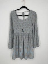 Miami Women's Dress Size S Boho Baby Blue Cut Out Open Back Trumpet Sleeve