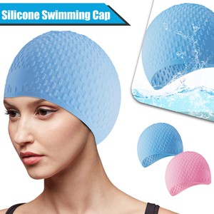 Silicone Swimming Cap Long Hair Swim Pool Hat Ear Cover For Adult