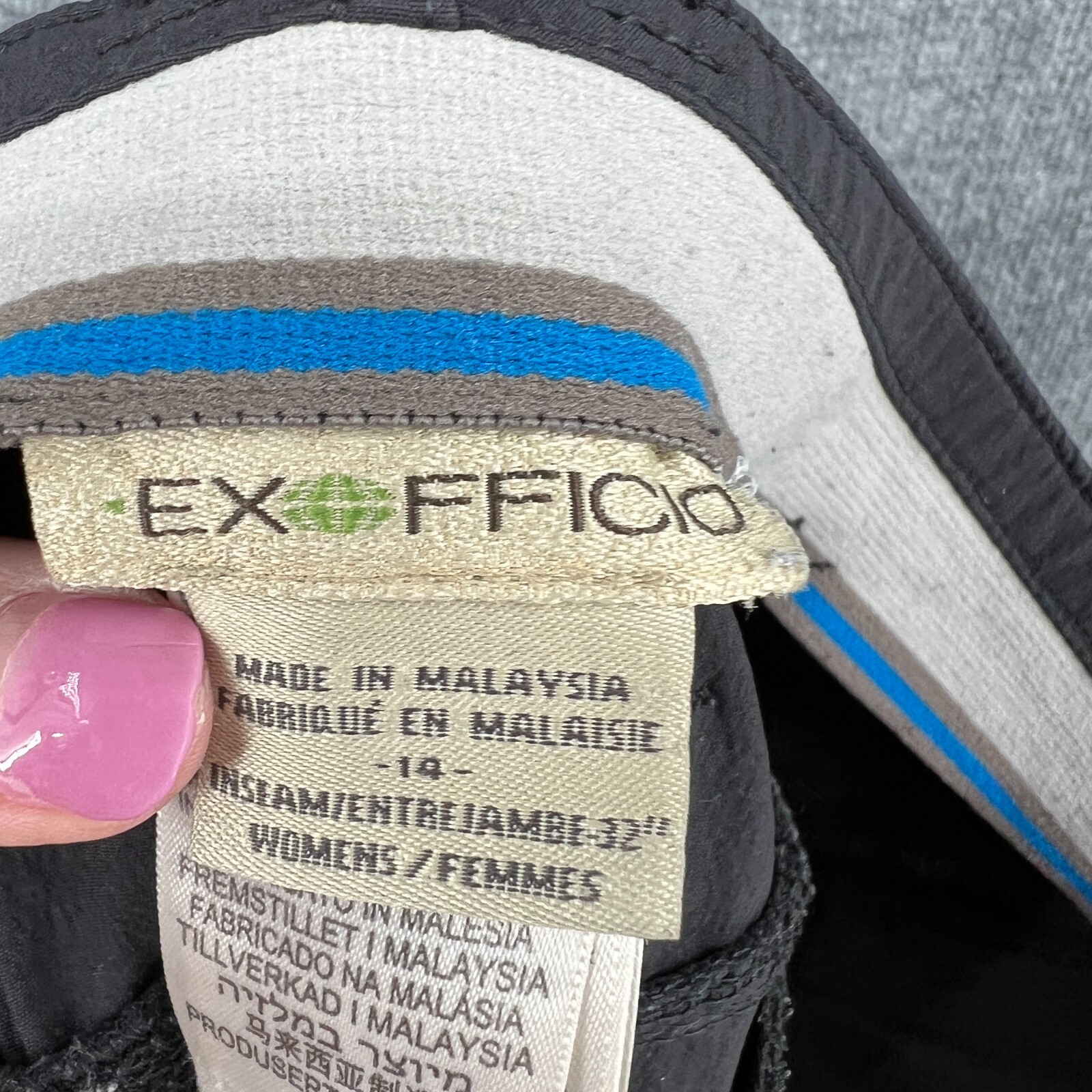 ExOfficio Hiking Pants Womens 14 Black Nylon Straight Leg Mid Rise