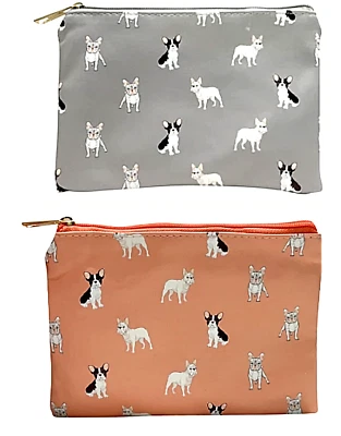 French Bulldog cosmetic makeup bag lined zipped case Frenchie Dog lover gift