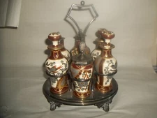  Japanese Porcelain Silver Cruet Set ( R Richardson Cornwall Works Sheffield )