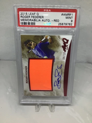 2015 Leaf Q Mem Auto Red #AMRF1 4/10 Roger Federer PSA 9 (Top Pop, Pop 2)
