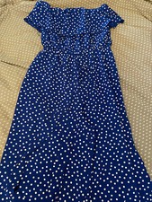 Quiz Summer  Blue and White Bandeau Jumpsuit Play suit  Cropped Culottes 10 VGC