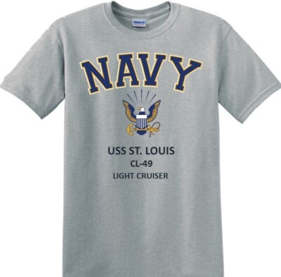 USS ST.LOUIS  CL-49* CRUISER *NAVY EAGLE*T-SHIRT.OFFICIALLY LICENSED