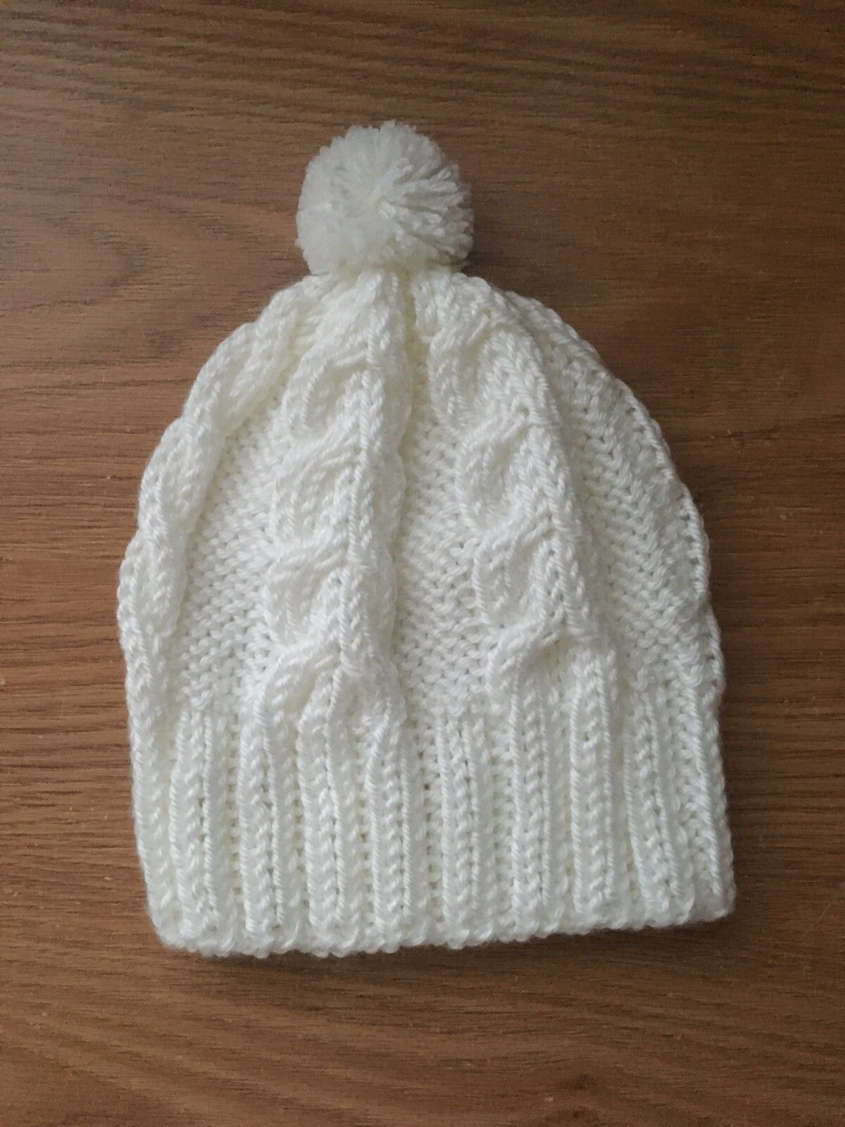 Knit Baby Hat, Handmade Baby Beanie , Knit Cable Hat (6-12M)
