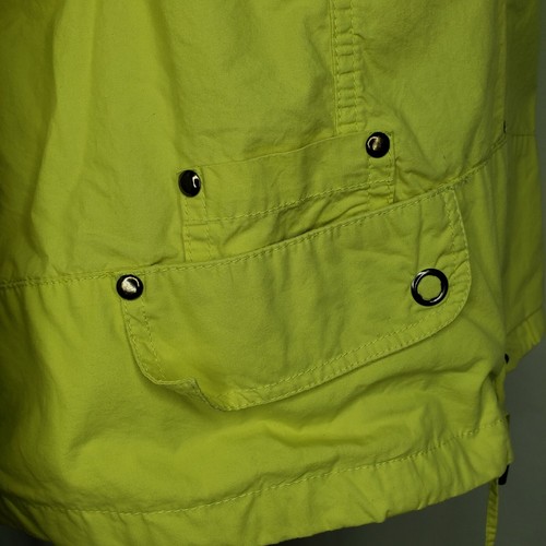 Chico's Size 3 XL Jacket Full Zip L/S Roll Tab Pocket Neon Yellow Cotton - Picture 4 of 6
