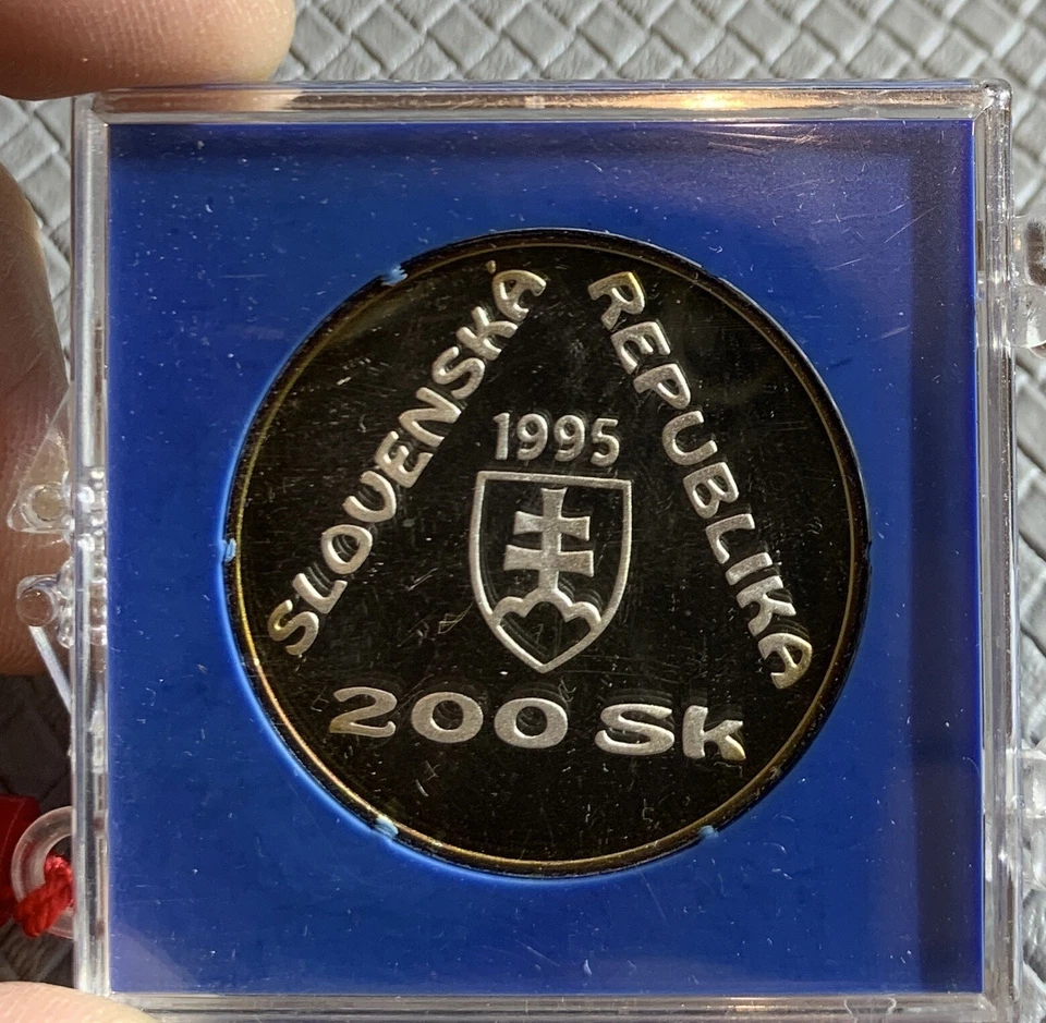 ESLOVAQUIA Plata 200 Sk 1995 Prueba Bratislave, ORIGINAL SELLADO Foto 2 de 2