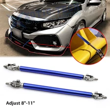 Adjust 8"-11" Blue Bumper Lip Splitter Tie Support Bar Strut Rod For Honda Civic