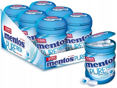 Mentos Pure Fresh Fresh Mint Flavour Chewing Sugar Free Bubble Gum Mints 6 x 50g