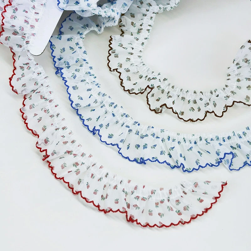 Cinta plisada de encaje floral 5M con volantes borde de malla hágalo usted mismo artesanía de costura 40 mm Foto 4 de 4