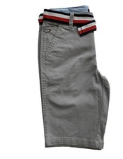 Tommy Hilfiger Youth Boys Belted Chino Shorts, Grey, 12