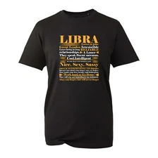 Libra Astrology Star Sign T-Shirt, Zodiac Horoscope Birthday Gift Unisex Tee Top