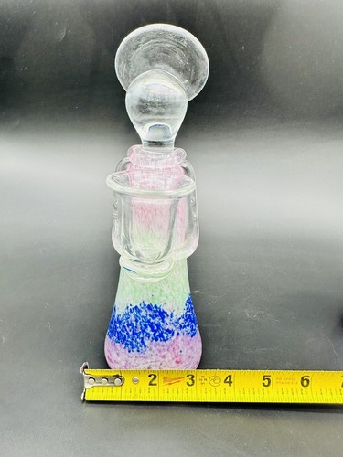 Pair (2) Hand Blown Art Glass Pink Blue Green Tapered Angel Candle Holders 9” - Picture 10 of 10