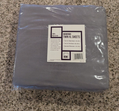 OCM Microfiber Twin XL Sheets Gray Fitted Sheet Flat Sheet & Pillowcase