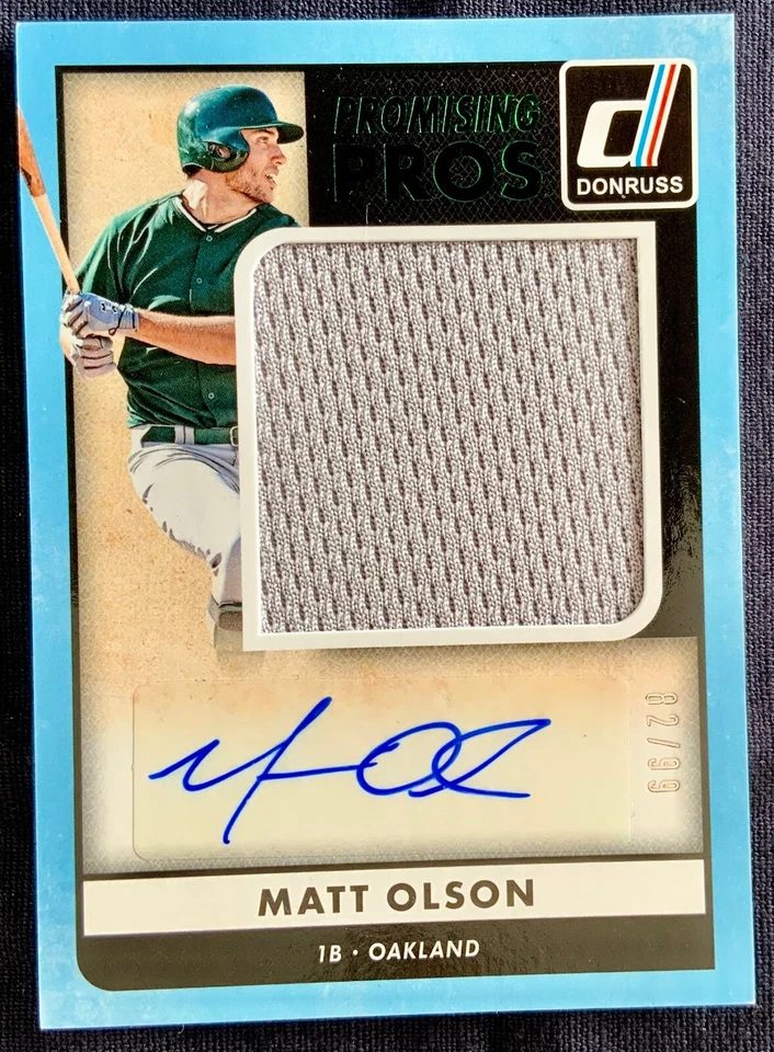 2016 DONRUSS PROMISING PROS GREEN MATT OLSON ROOKIE PATCH AUTO /99 - Image 3 of 3
