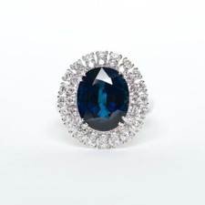 Halo Fantastic 8.60 CT Oval Cut Sapphire Round CZ Wedding Women's Ring